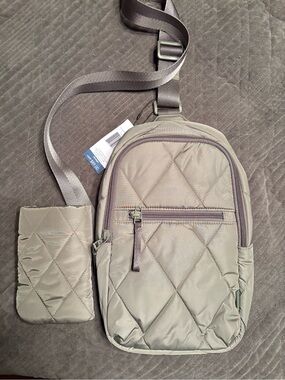 Vera Bradley Essential Sling Deep Lichen Green Olive Army crossbody bag NWT new
